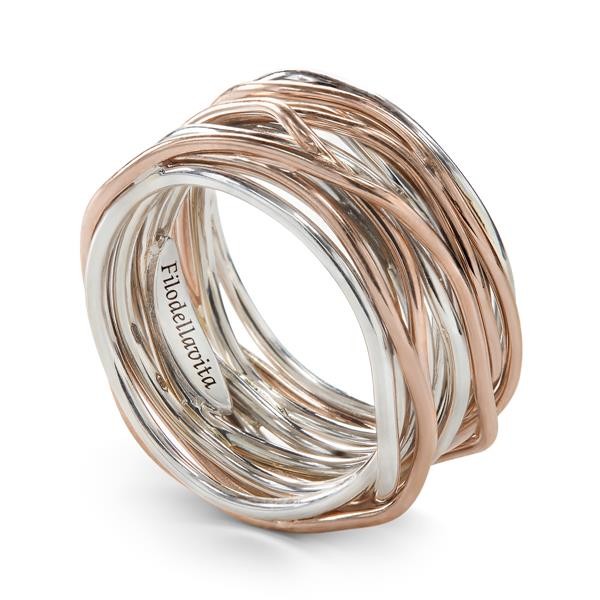 13-wire screwdriver ring in 9 kt rose gold and 950 palladium silver