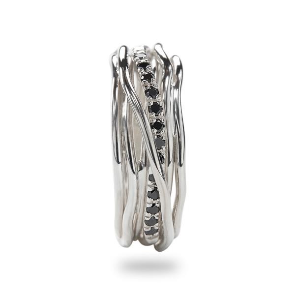 ANELLO FILODELLAVITA 7 FILI IN ARGENTO 950 AL PALLADIO E DIAMANTI BLACK CT 0,21