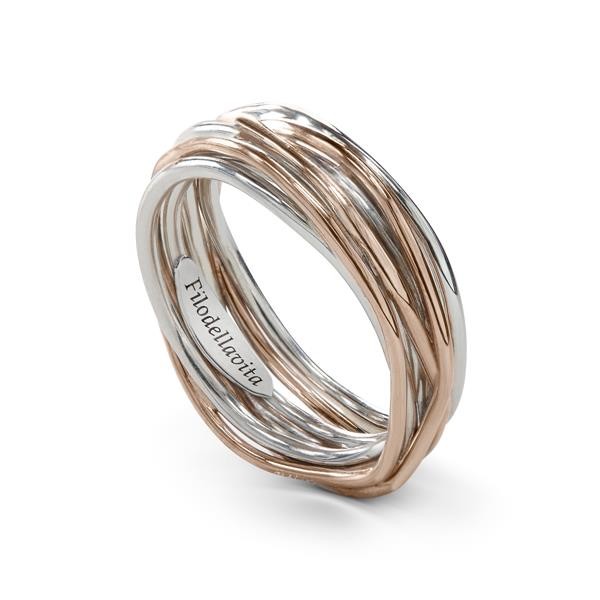 7-WIRE SCREWDRIVER RING IN 9 KT ROSE GOLD AND 950 SILVER WITH PALLADIUM