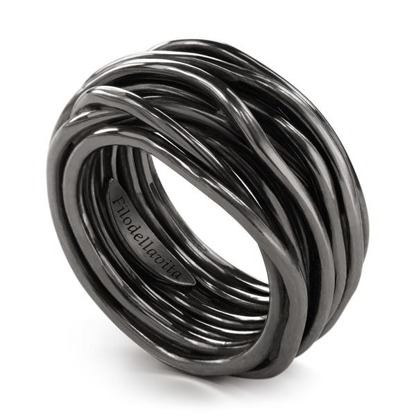 Palladium 950 burnished silver 13-wire rock ring