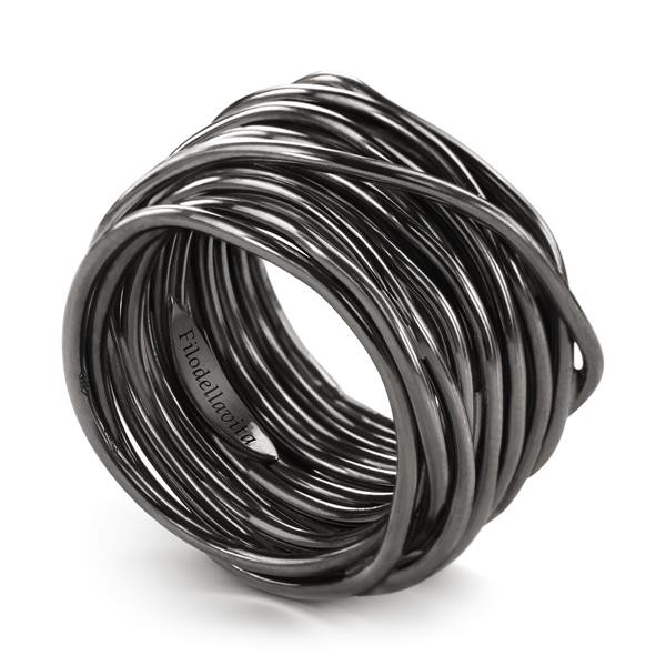 PALLADIUM 950 BURNISHED SILVER 22-WIRE ROCK RING