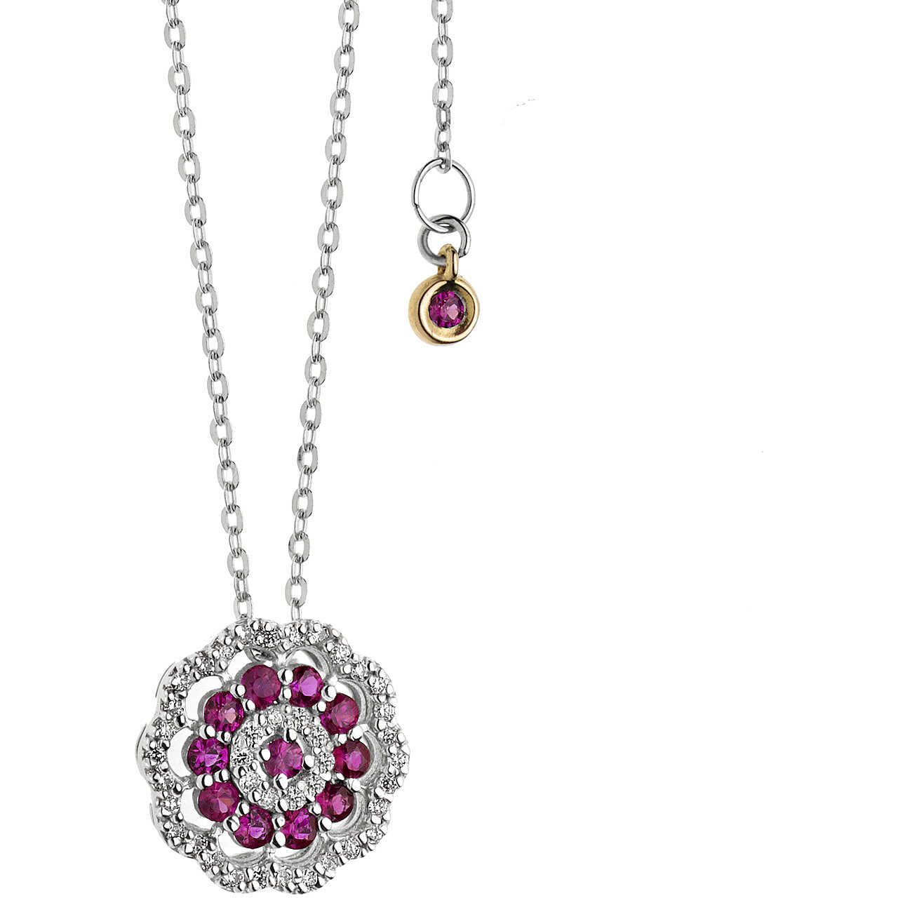 GLB 1107 Women's Comete Gioielli Diamond Rose Necklace