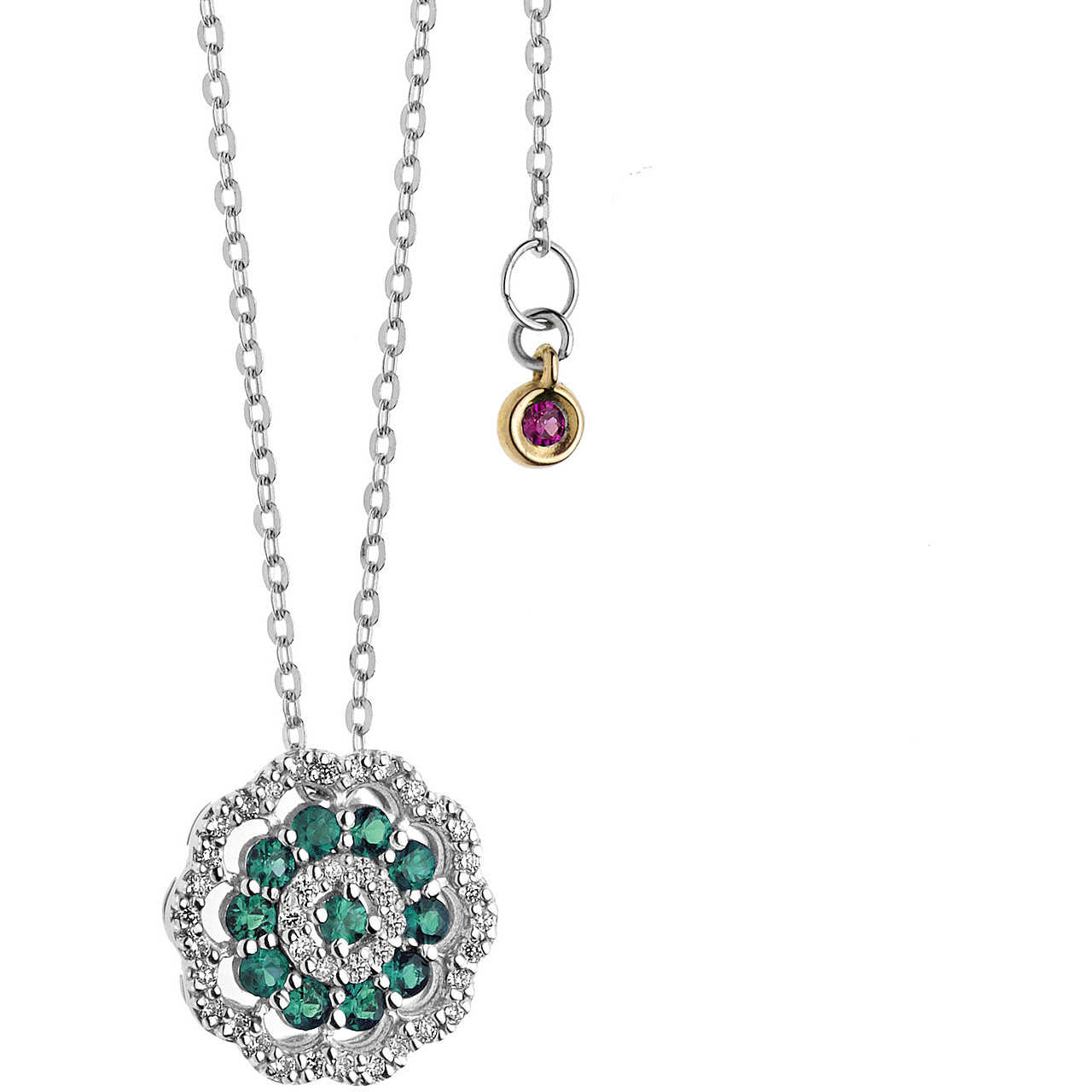 GLB 1106 Women's Comete Gioielli Diamond Rose Necklace