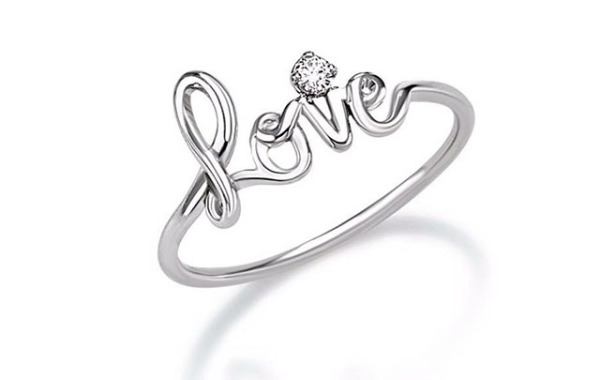 Gold Love ring 750% diamond 0,04ct Color G /vvs