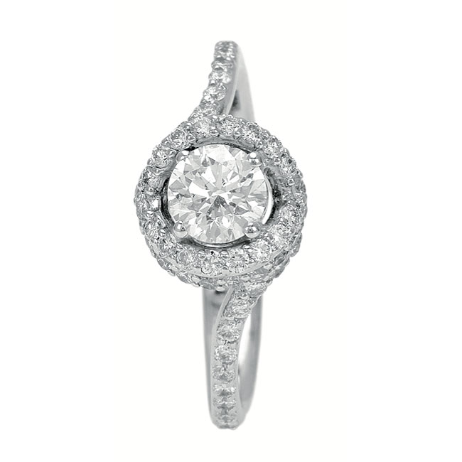 BIBIGI SOLITAIRE RING GOLD 750% central diamond 0.30 ct color g/si contour 0.48 ct  color g/si