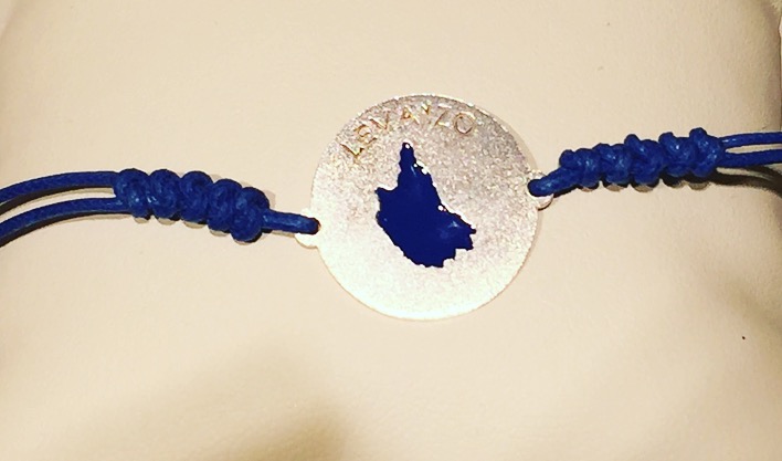 Isole Bracciale isola LEVANZO argento 925% smalto blu cordino blu