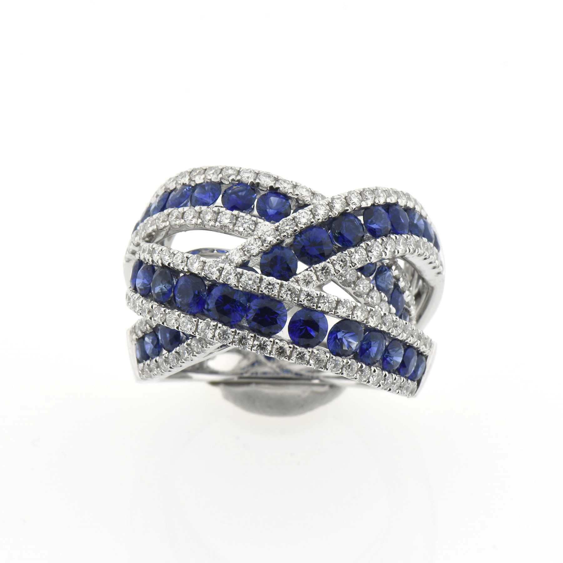 Govoni Gioielli Anello zaffiro Oro 750 % diamanti 1,39 ct Fvvs1 Zaffiri blu naturali 3,19 ct-gioielleria-cipolla-palermo