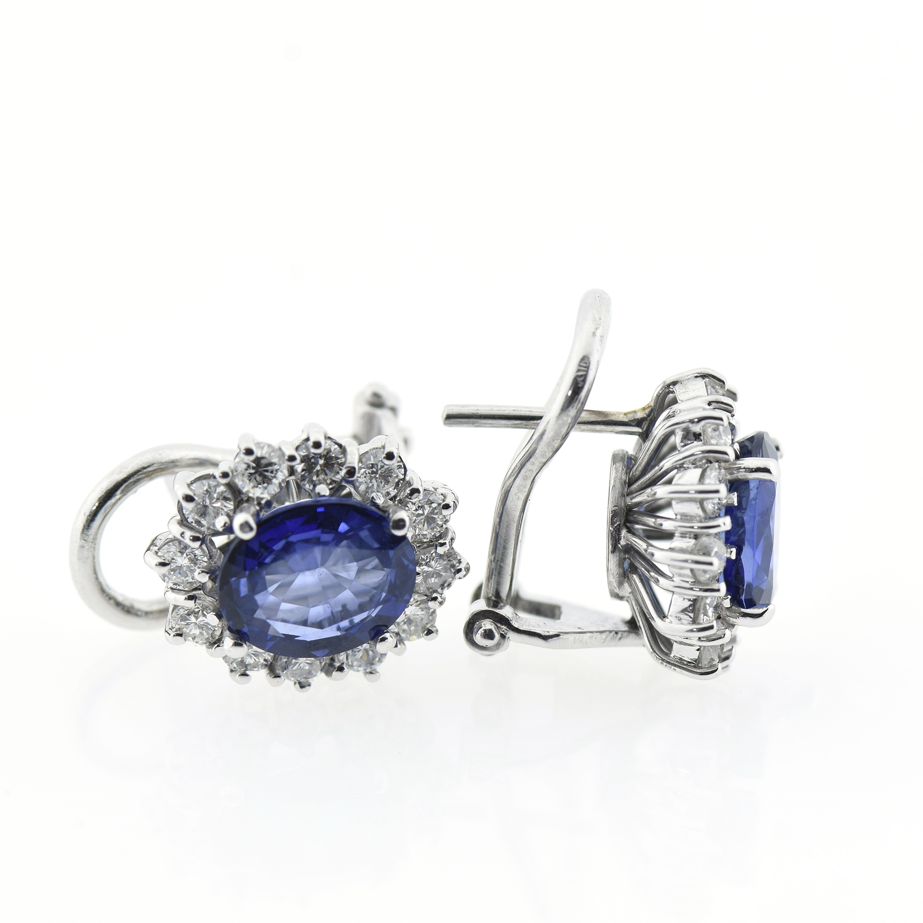 Orecchini zaffiro blu oro 750% diamanti 0,90 ct Fvvs1  zaffiri naturali 3,40 ct-gioielleria-cipolla-palermo