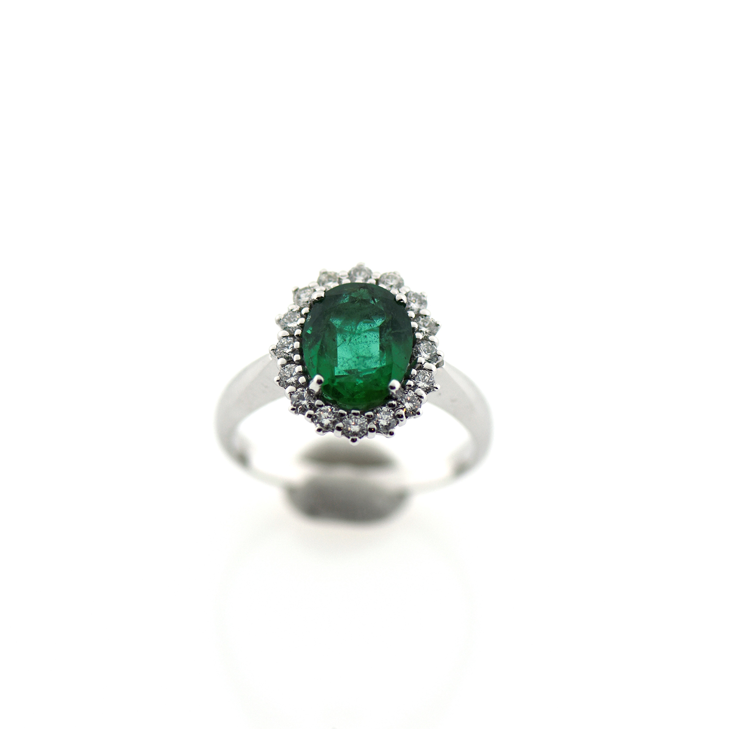 Anello smeraldo Oro 750% diamanti 0,50ct colore Fvvs1 Smeraldo naturale Colombiano 2,23ct