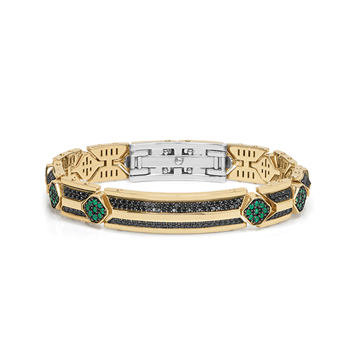 Bracciale Barakà Black Emerald Collection Oro Giallo 750% Diamanti Neri P.Ct 489 Smeraldi Ct. 1,14 BR28230