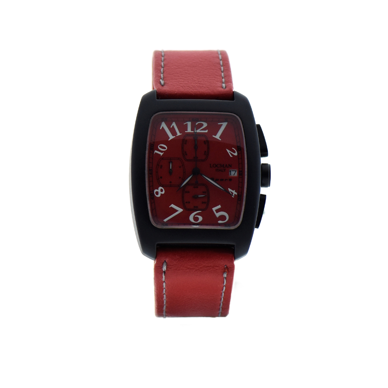 Orologio Locman modello Sport cronografo datario cassa alluminio cinturino pelle rosso Gioielleria Cipolla Palermo