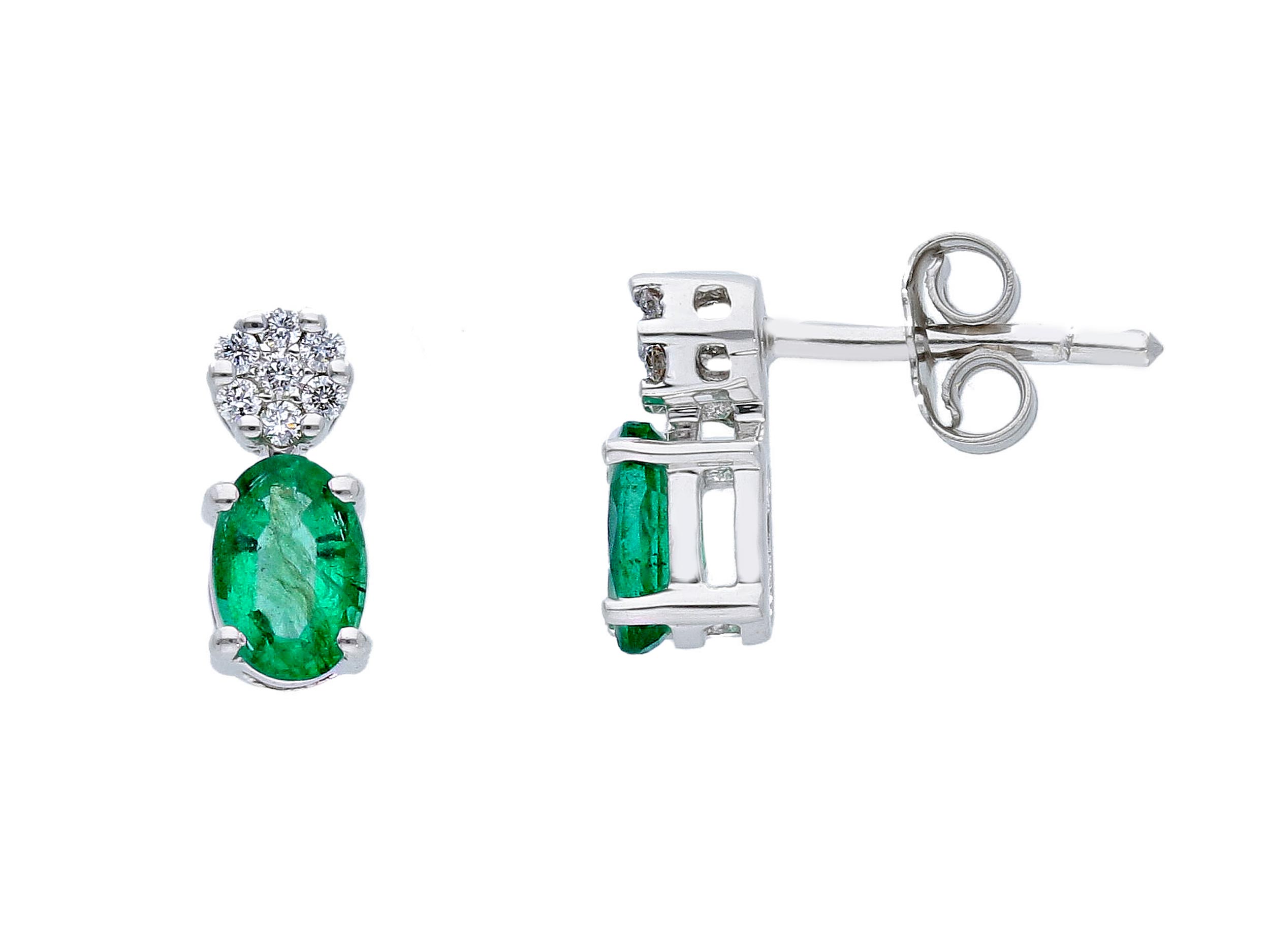 Earrings 750% Natural Emerald 0.80 ct. Diamonds 0.10ct. F/vvs1 122644