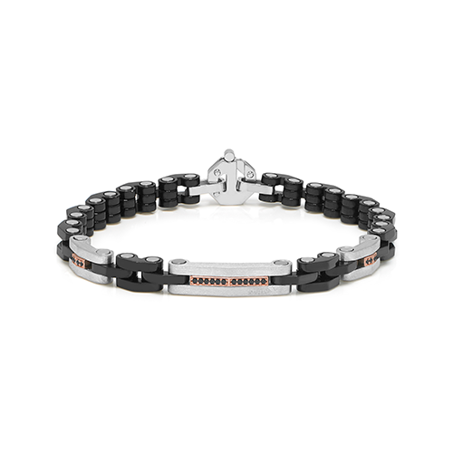 Bracciale Barakà Explore Collection Oro Rosè 750% Argento 925% Stainless Steel Diamanti Neri P.Ct. 9 BR28122