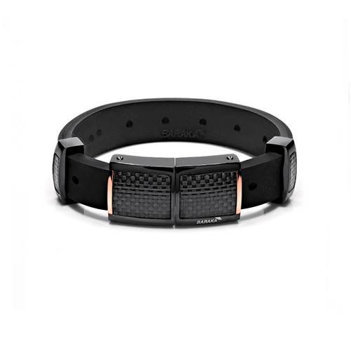 Bracciale Black-One Collection Oro Rosa 750% Fibra in Carbonio Stainless Steel Caucciù PDV Nero BR24500