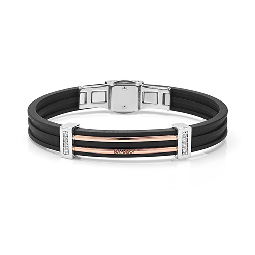 Bracciale Vortex Collection Oro Bianco e Rosa 750% Stainless Steel Caucciù Diamanti Bianchi P.CT 16 Gioielleria Cipolla Palermo