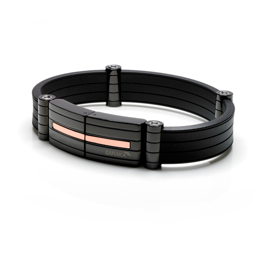 Bracelet Barakà Black-One Collection Rose Gold 750% Stainless Steel Rubber Black PVD Polish Steel Gioielleria Cipolla Palermo