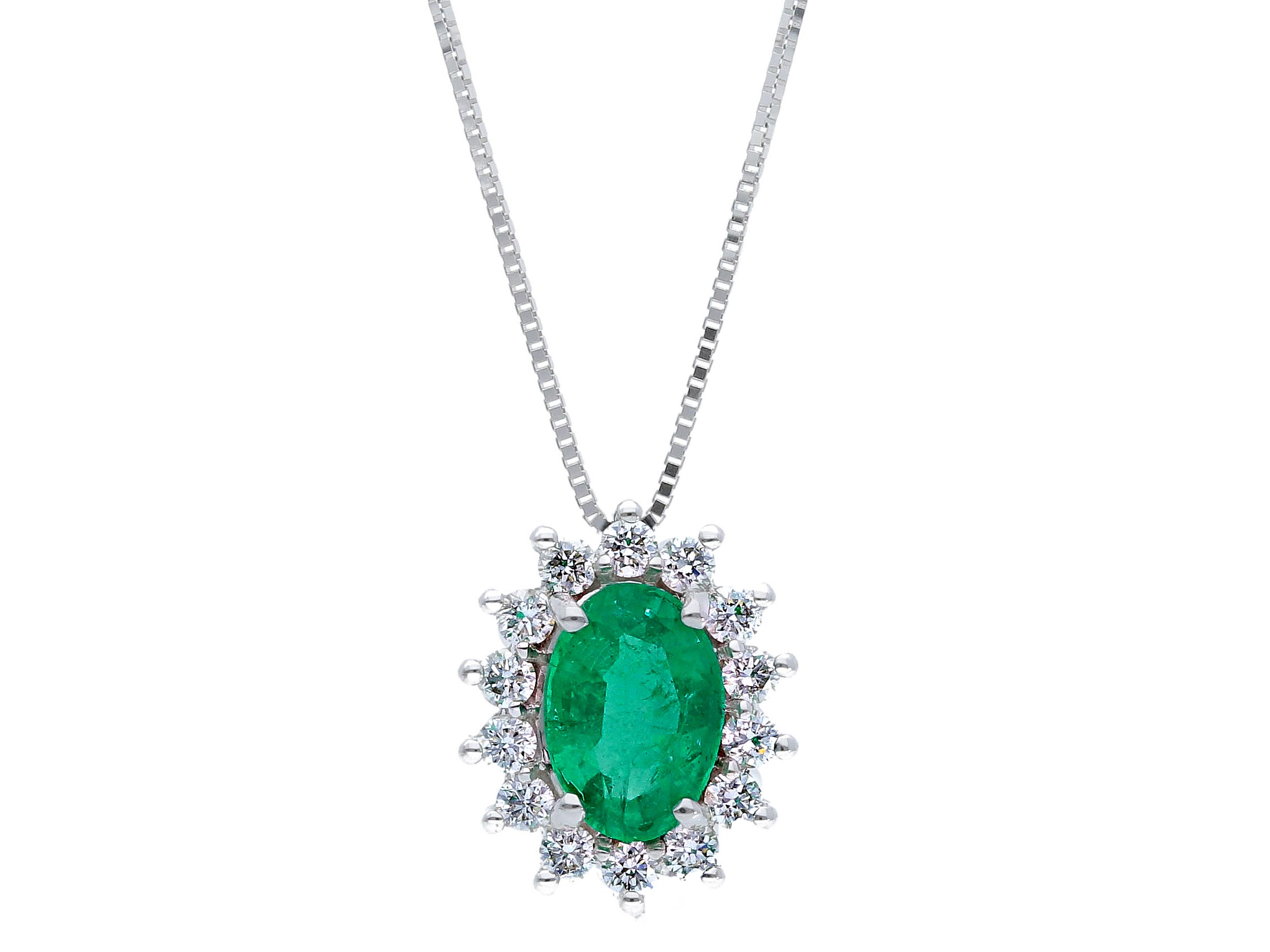 Gold emerald pendant 750% and diamonds Art. 135039