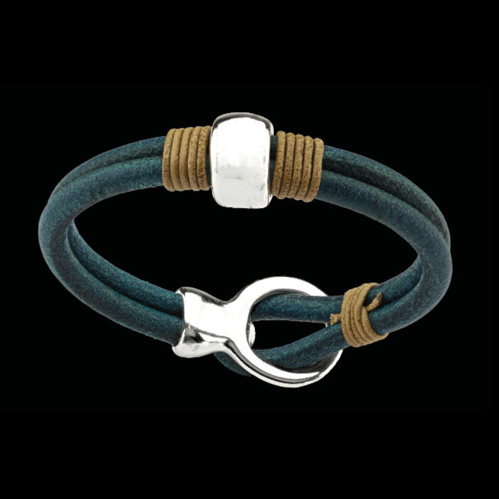 Bobo Milano Bracciale Unisex Mare Lagune Metallo Argento Cuoio Gioielleria Cipolla Palermo