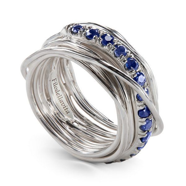 Precious 13-Wire Screwdriver Ring in 925 Silver and Blue Sapphires