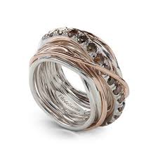 Filodellavita Carato 13 fili in Oro Rosa 9kt, Argento 925 e Diamanti Brown