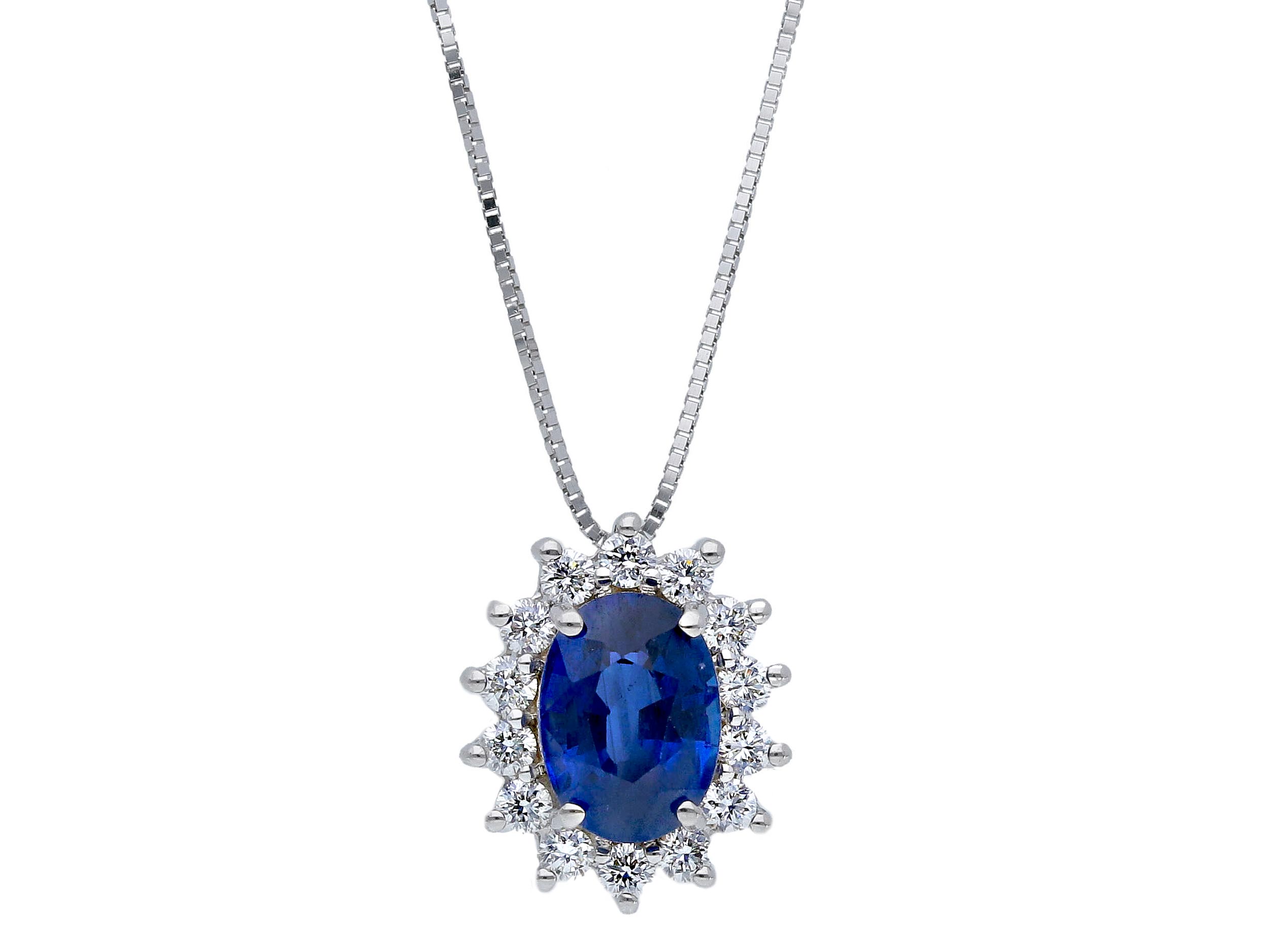 Blue Gold Sapphire and Diamond BON TON Pendant Art. 135041