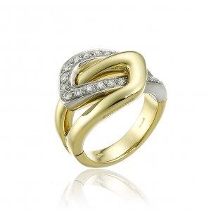 Two-tone gold and diamond lace ring 1A01590B12140