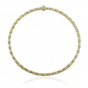 Two-tone gold and diamond lace necklace 1G01290ZBB450