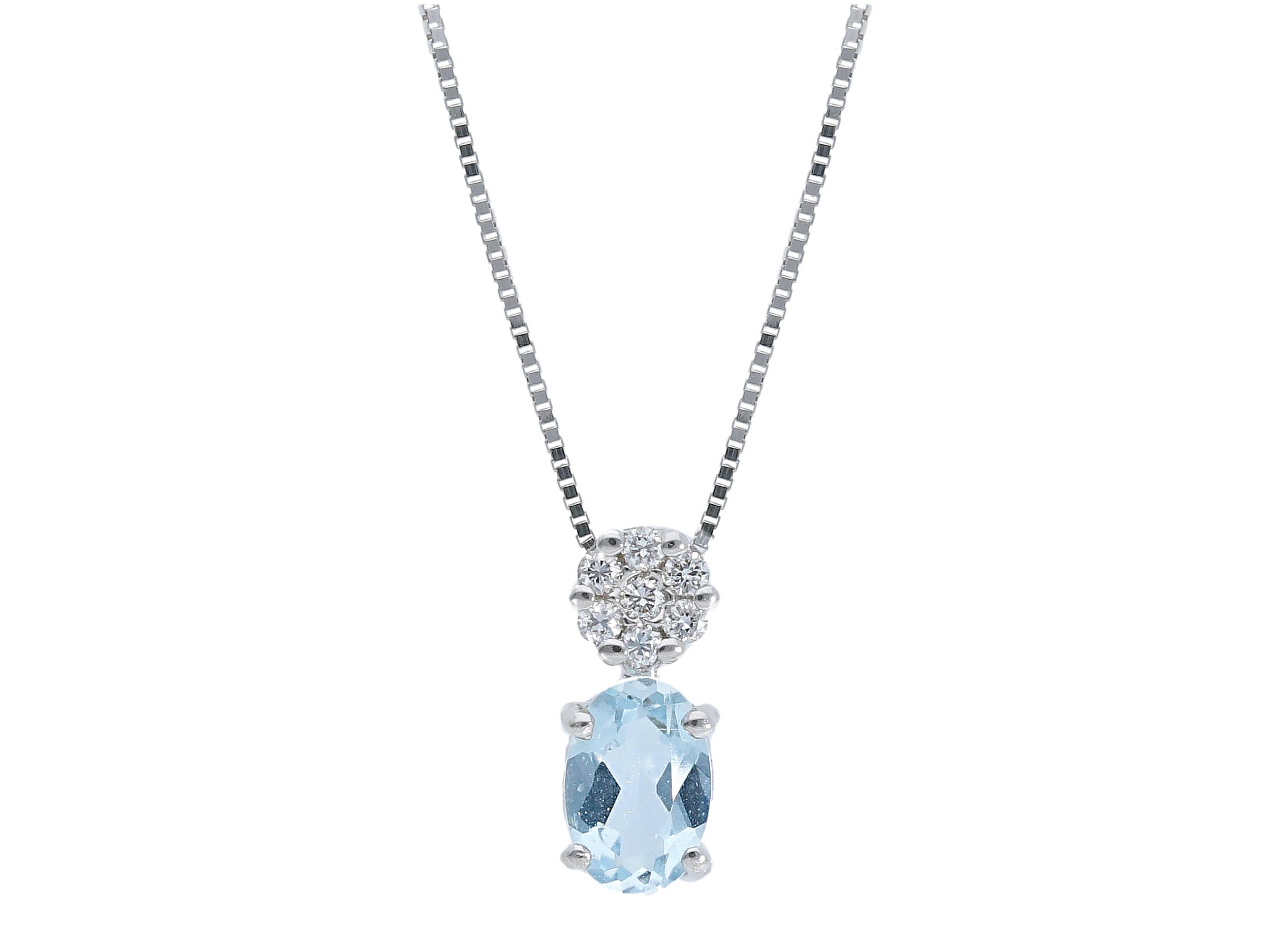 Aquamarine pendant in gold and diamonds Art. 222703