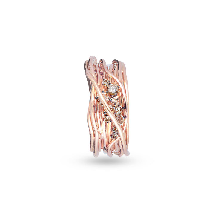 TEN COLLECTION 10-WIRE SCREWDRIVER RING IN 18KT ROSE GOLD AND BROWN DIAMONDS