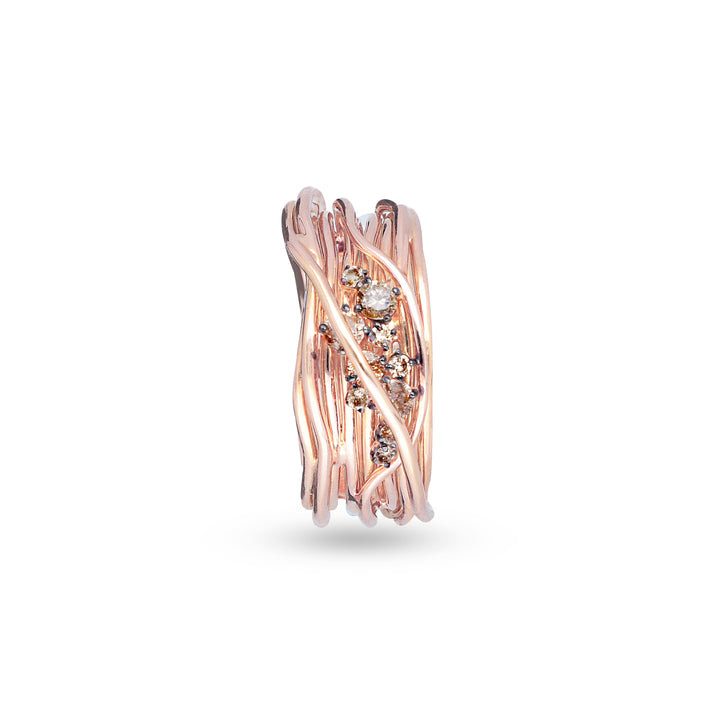 ANELLO FILODELLAVITA TEN COLLECTION 10 FILI IN ORO ROSA 18KT E DIAMANTI BROWN