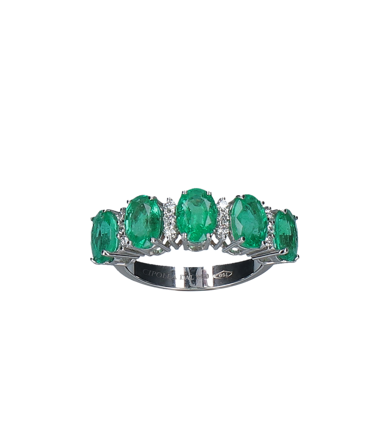 Emerald ring veretta white gold GEMS art. AN699