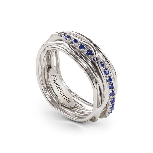 7-WIRE SCREW THREAD 18KT WHITE GOLD AND BLUE SAPPHIRES