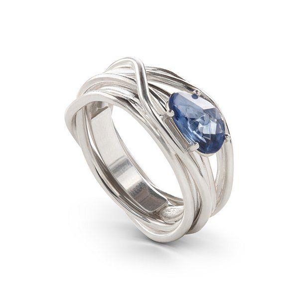 7-WIRE SCREW THREAD 18KT WHITE GOLD AND BLUE SAPPHIRE