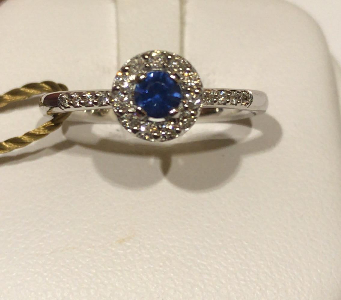 Blue Sapphire Ring White Gold 750%