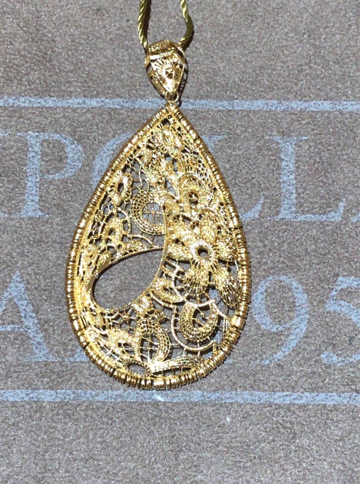 Pendente filigrana oro giallo 750%