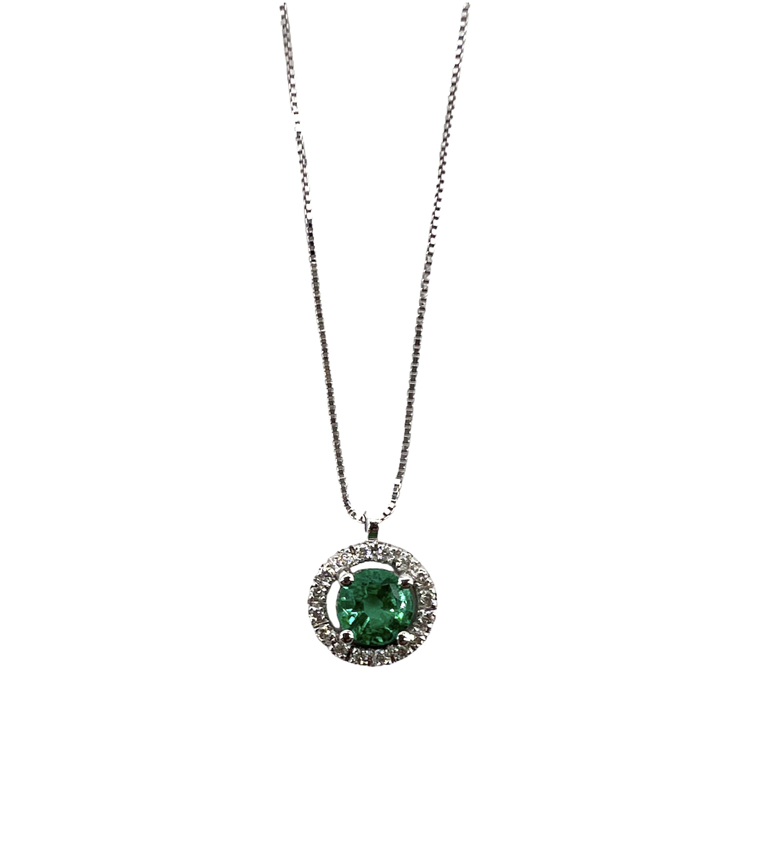 Emerald pendant in white gold and GEMME diamonds Art. CD208