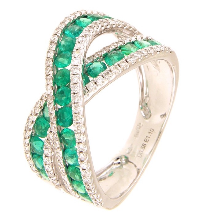 Emerald ring white gold BELLE EPOQUE Art. SMAN05