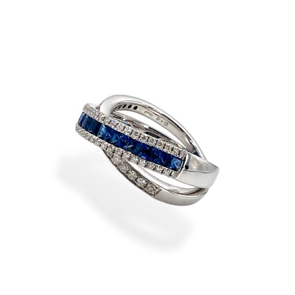 Anello zaffiri blue oro e diamanti Art. 10A12F1220