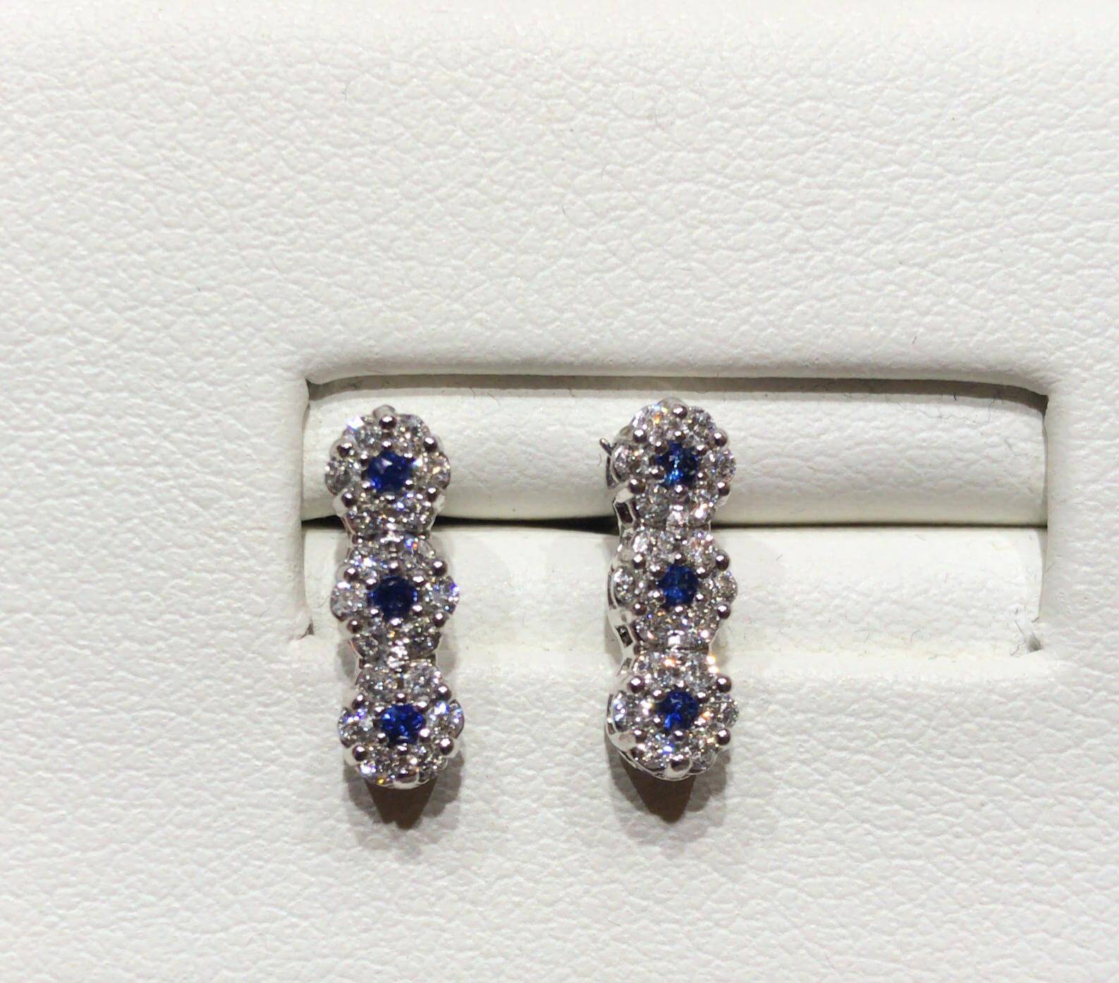 Trilogy Blue Sapphire Gold and Diamonds Earrings BELLE EPOQUE Art. OR 613