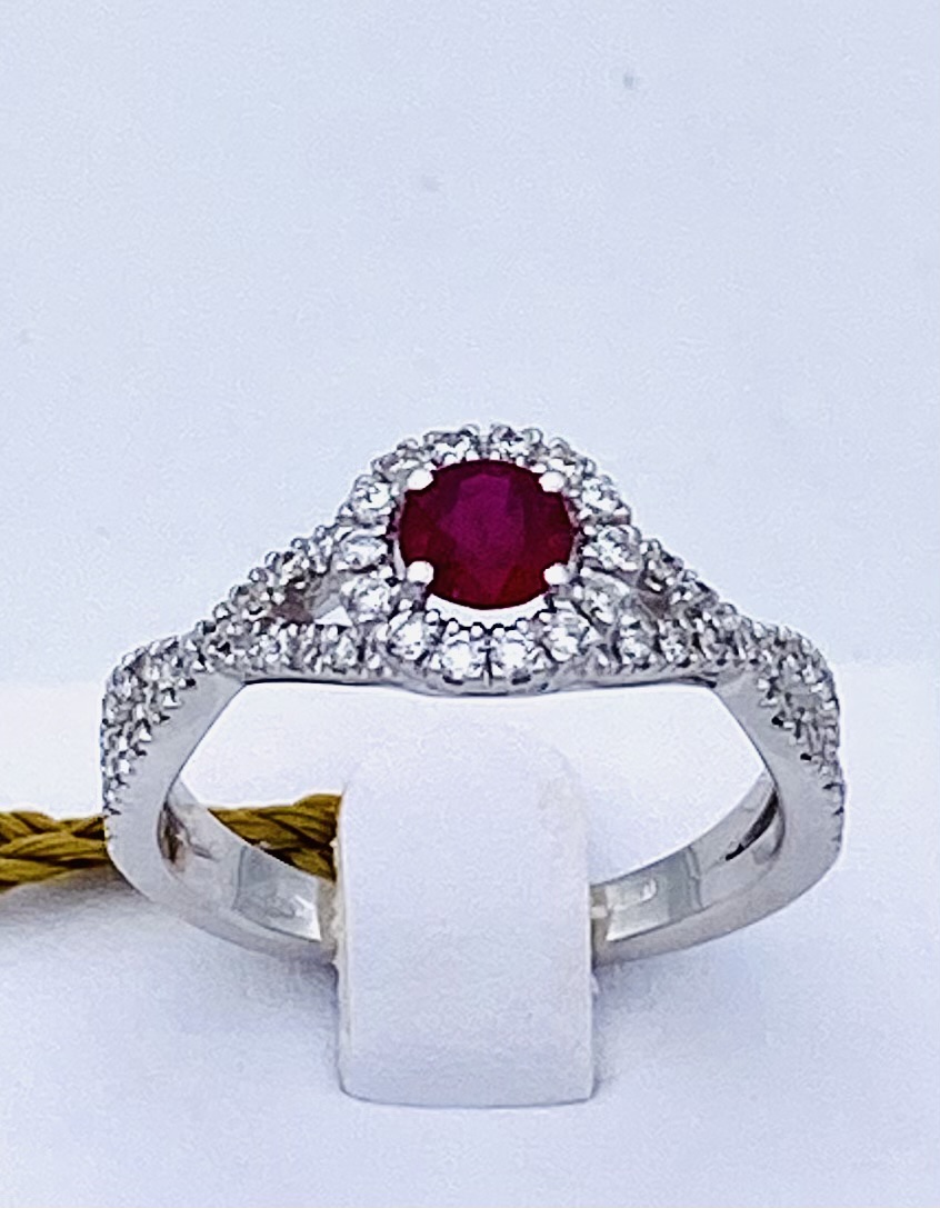 750% RUBY AND DIAMONDS GOLD RING ART. AN1048