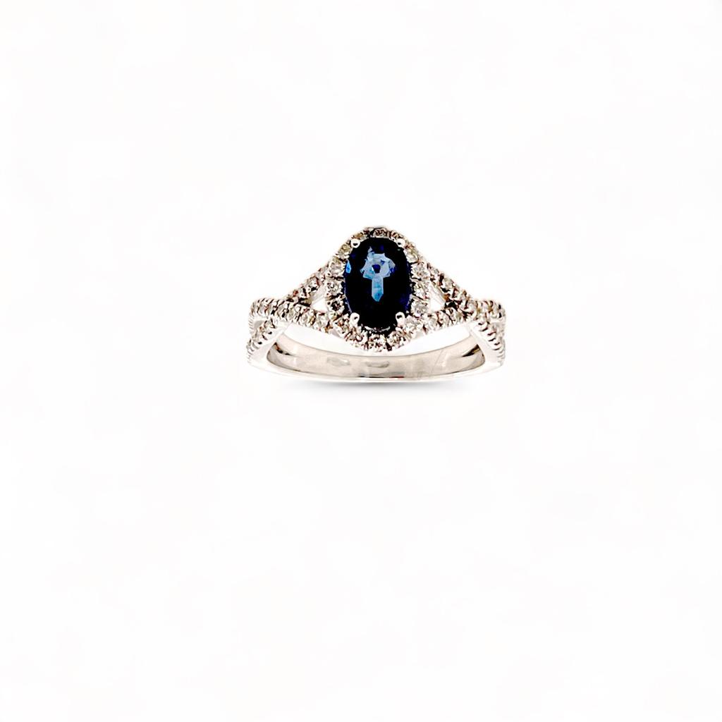 Sapphire and diamond ring in 750% white gold ART. AN1039