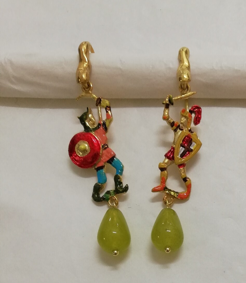 Silver earrings Sicily line