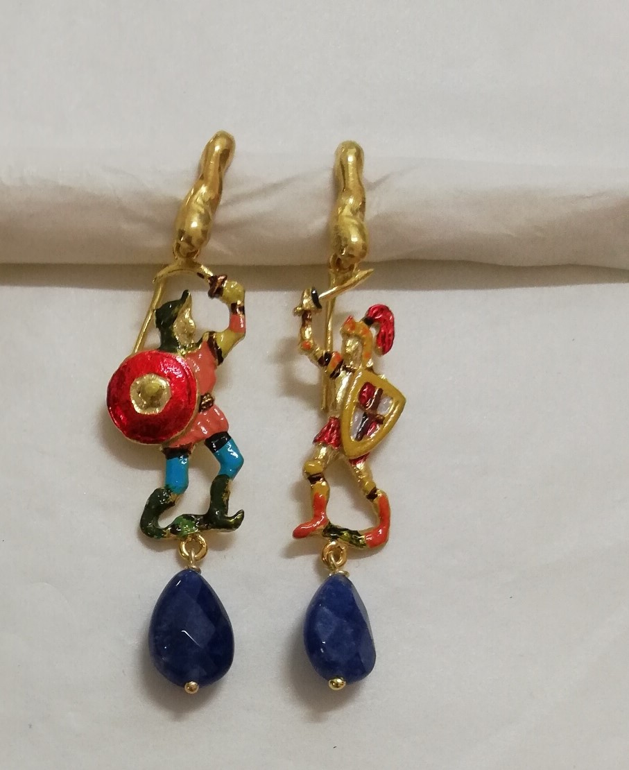 Silver earrings Sicily line