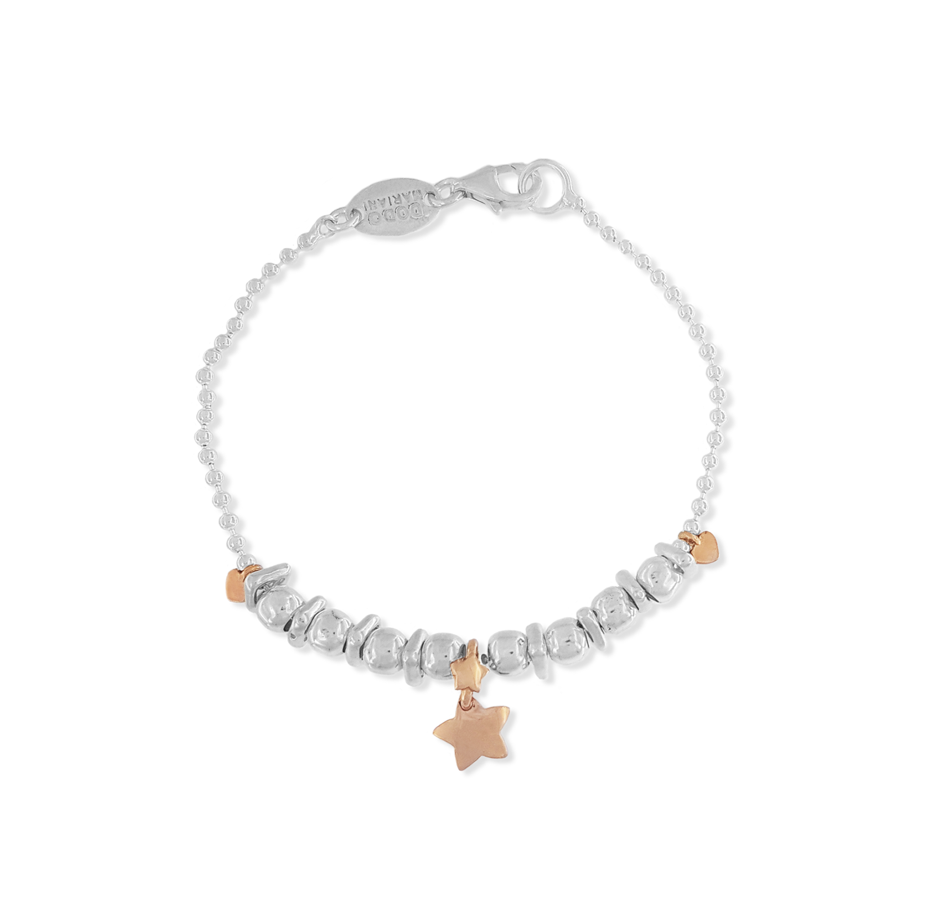 AU 9KT Triangle-Bubble and Stopper Ball Bracelet with Medium Star in AU 9KT BR183