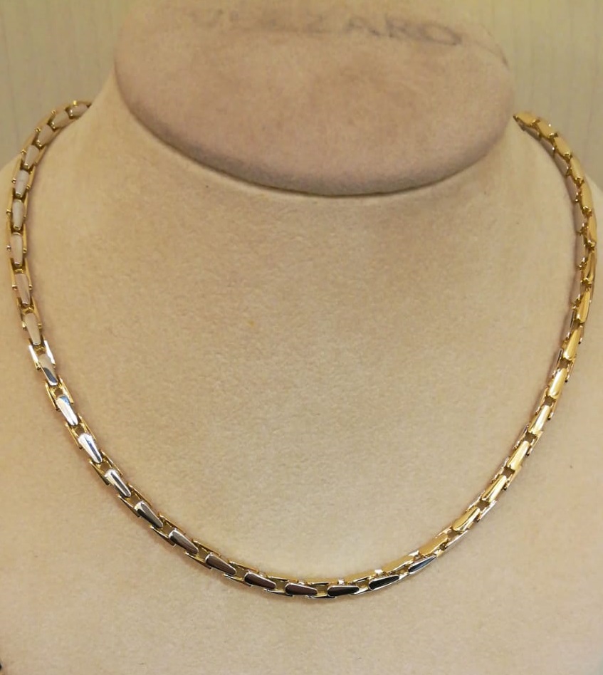 Collana bicolore oro