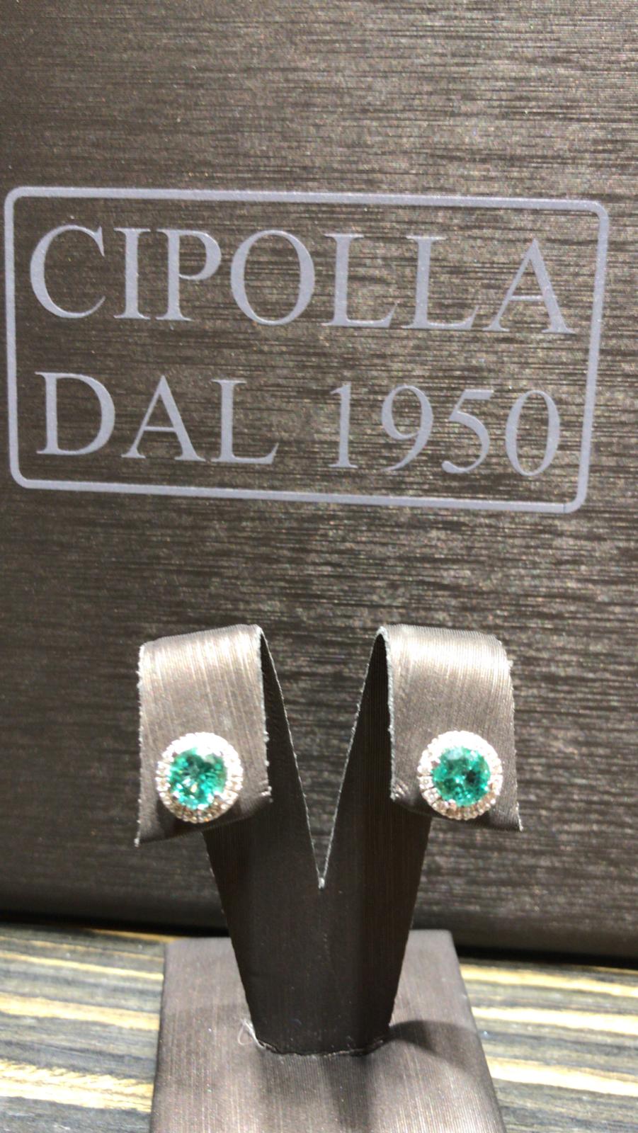 Orecchini smeraldo oro bianco e diamanti BELLE EPOQUE art. OR529