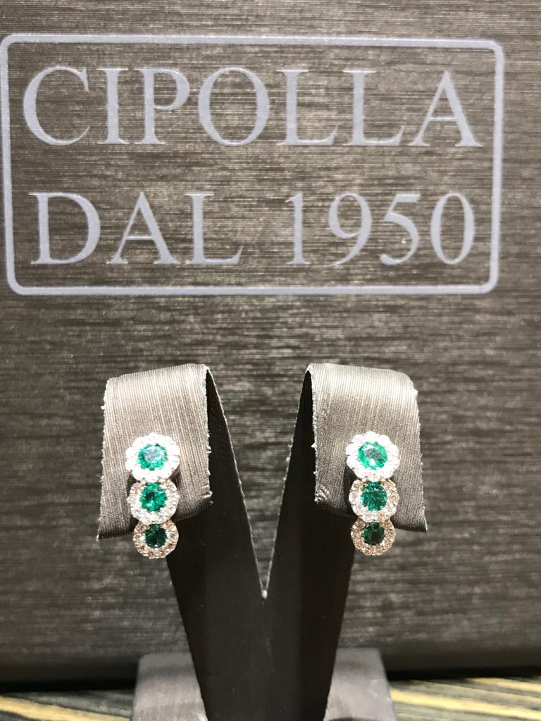 White Gold Emerald Earrings