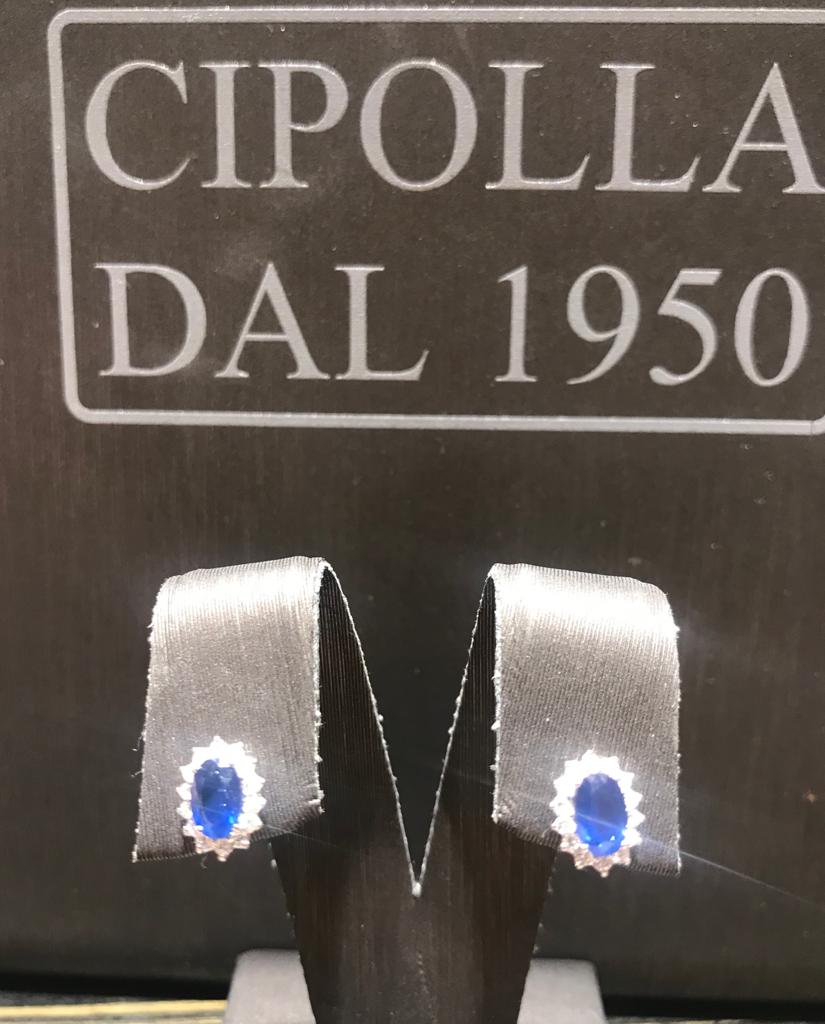 Sapphire Earrings Blue Gold and Diamonds Art. OR935