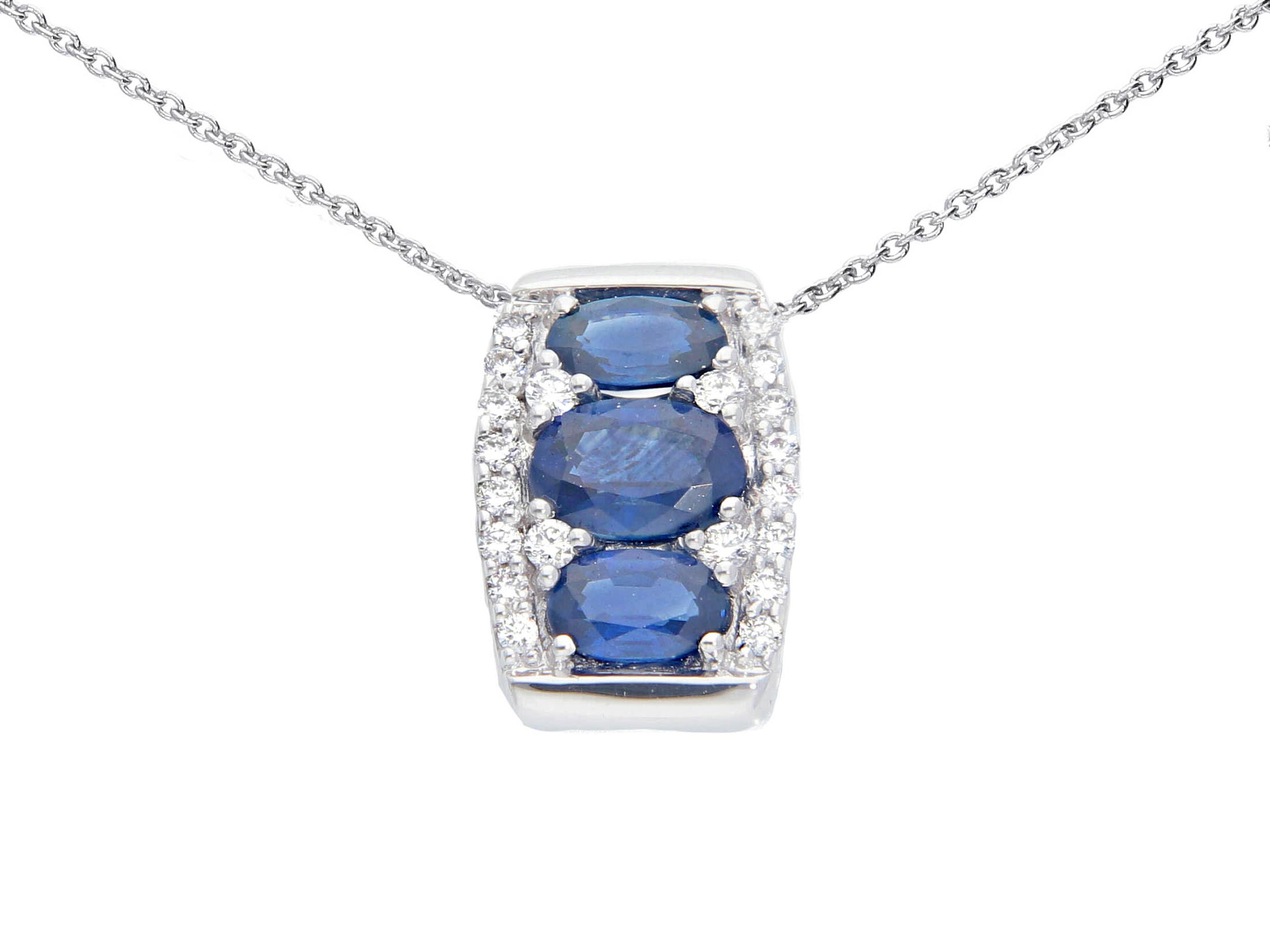 Diamond sapphire pendant white gold 750% art.234418