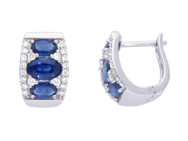 Orecchini zaffiro diamanti  oro bianco  750% art. 234415